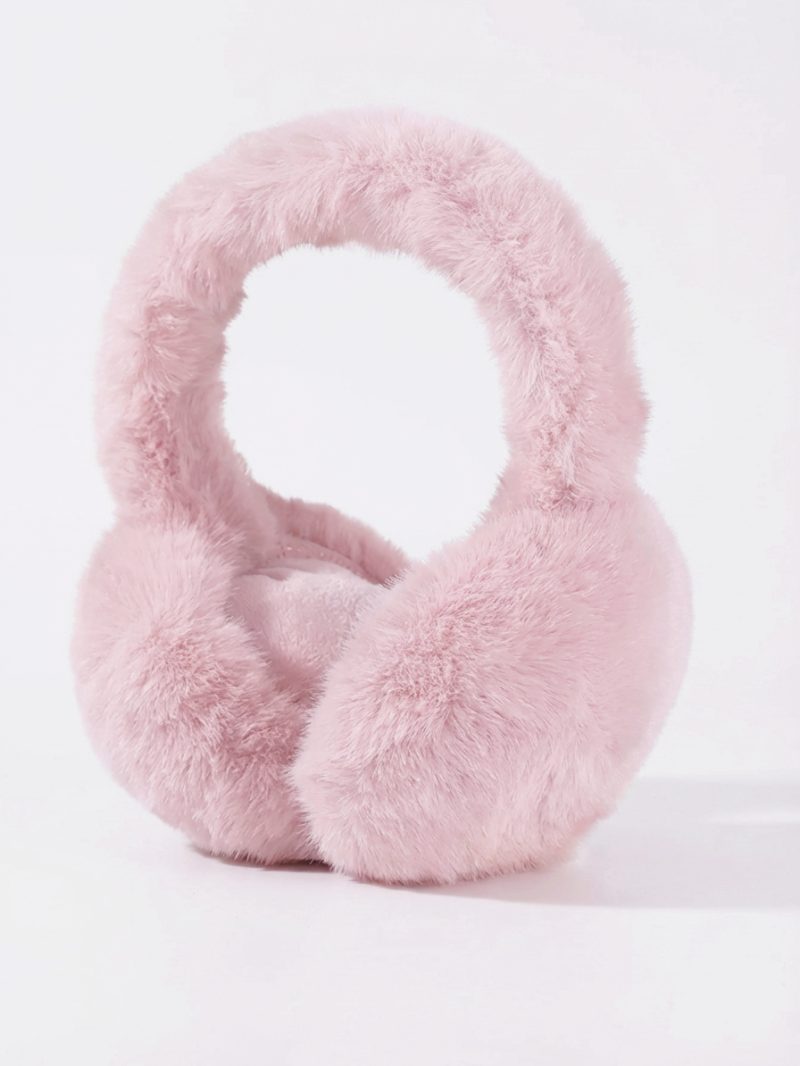 Pink plush faux fur earmuffs