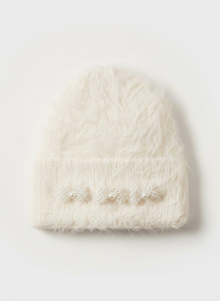 Pearl Bow Knit Hat